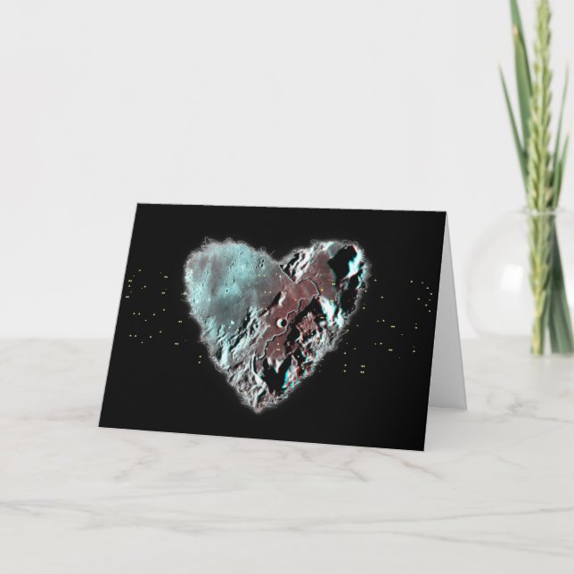 Måne Heart Sci Fi Valentine Kärlek Romantik kort (Framsida)