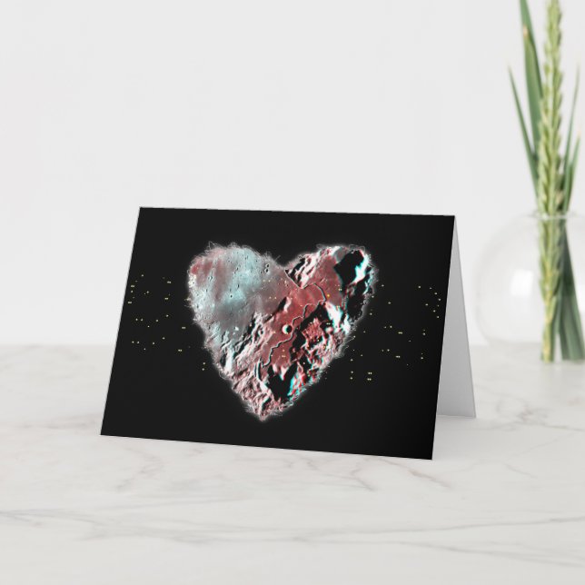 Måne Heart Sci Fi Valentine Kärlek Romantik kort (Framsida)