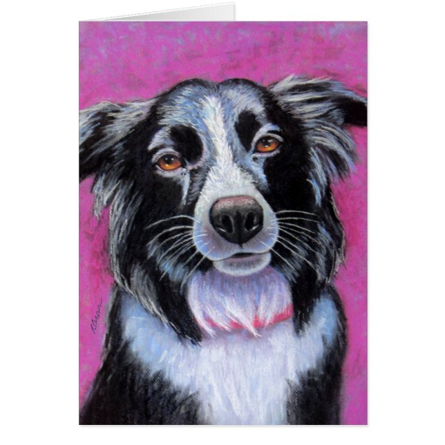 Måne Hund Gräns Collie Hälsningskort (Framsidan)