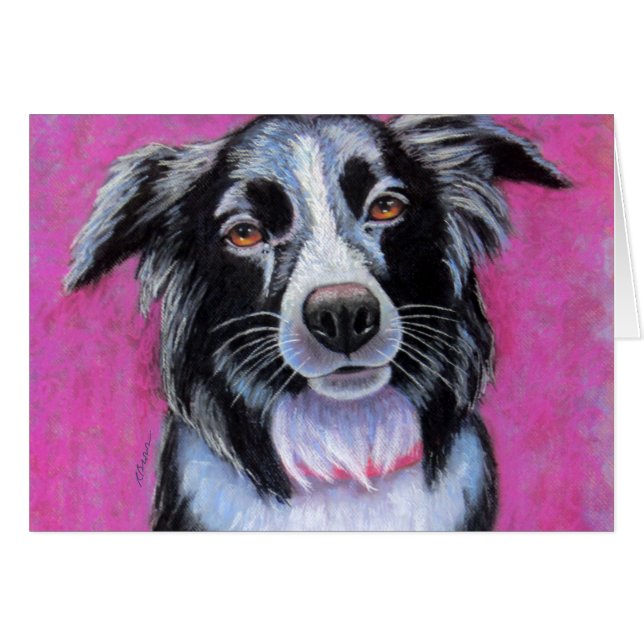 Måne Hund Gräns Collie Hälsningskort (Framsidan Horizontal)