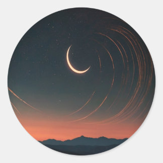 MÅNE i HIMMEL Runt Klistermärke