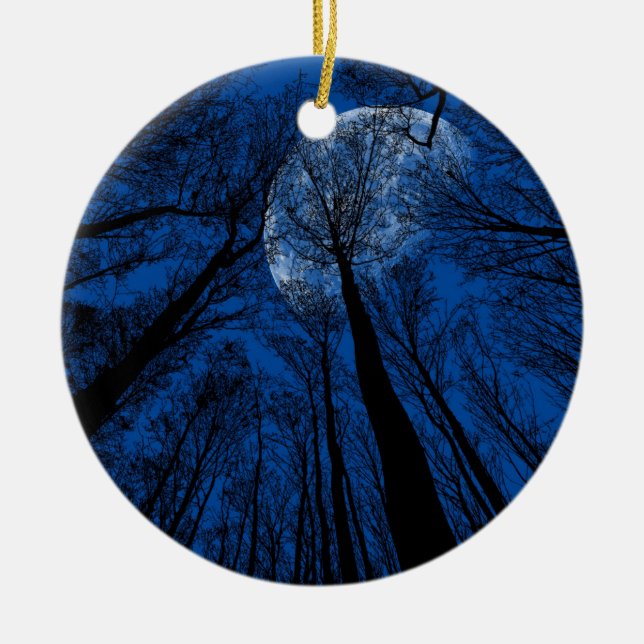 Måne i Natten Himlar Julgransprydnad Keramik (Framsidan)