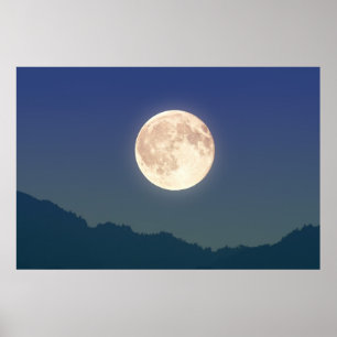 Måne i Natten Himlar Poster