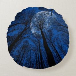 Måne i Natten Himlar Rund Kudde