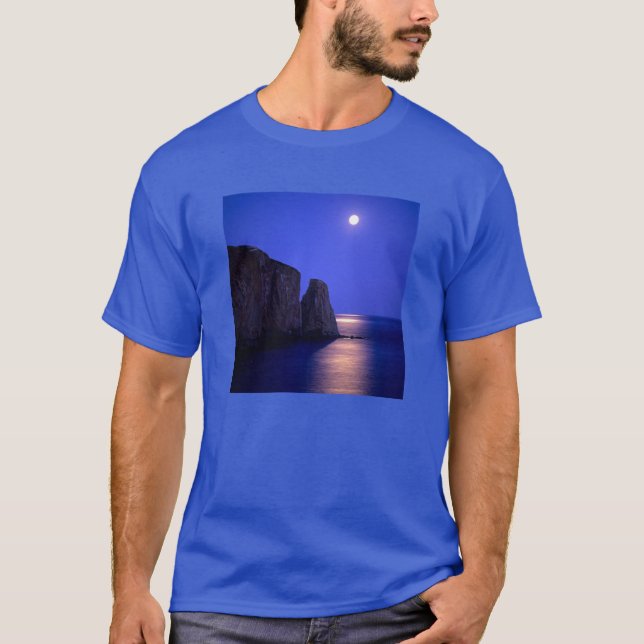 Måne i skymning | Perce Rock Gaspe Coast Quebec T Shirt (Framsida)