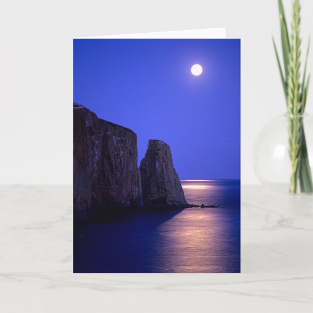 Måne i skymning | Perce Rock Gaspe kust Quebec Kort (Framsida)