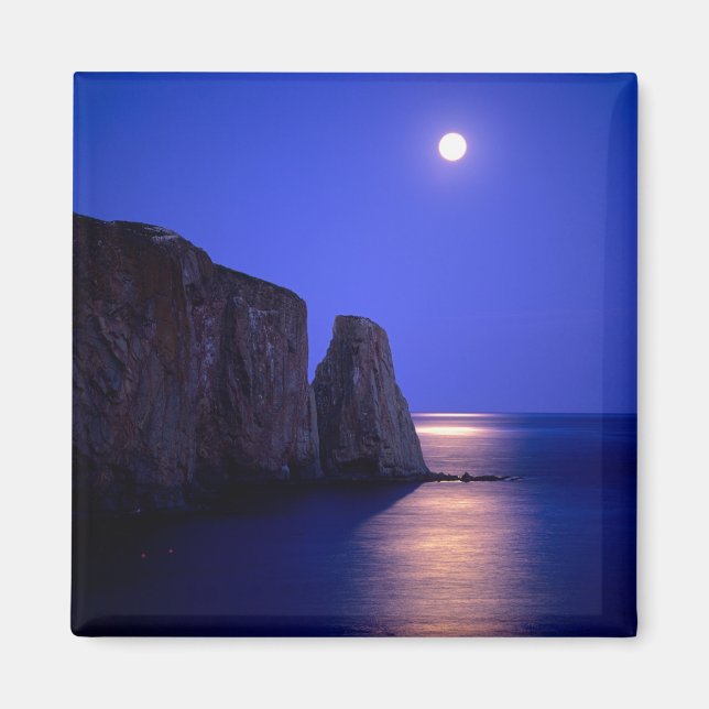 Måne i skymning | Perce Rock Gaspe kust Quebec Magnet (Framsidan)