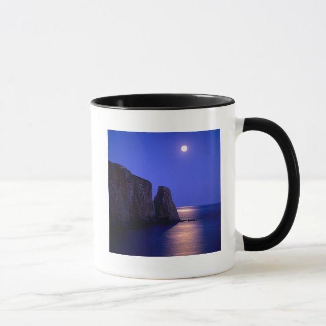 Måne i skymning | Perce Rock Gaspe kust Quebec Mugg (Höger)