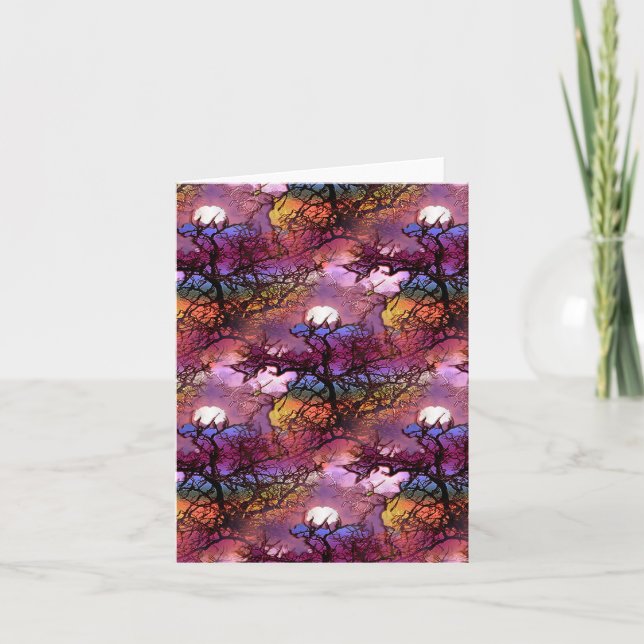 Måne i träd.... kort (Framsida)