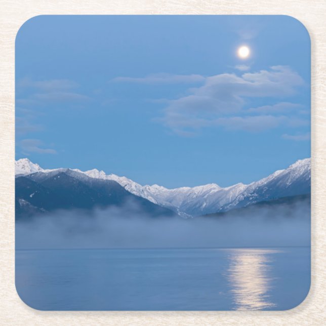 Måne-inställning | Seabeck, Washington Underlägg Papper Kvadrat (Framsidan)