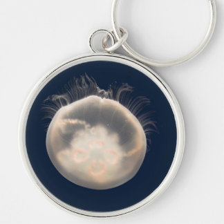 Måne Jelly Fish Beach Animal Scary Party Destiny Rund Silverfärgad Nyckelring
