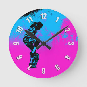 Måne-jumping - Skateboarder Round Clock Rund Klocka
