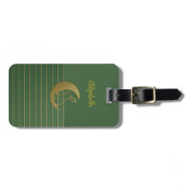 Måne-kanin på Grönt Luggage Tag