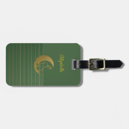 Måne-kanin på Grönt Luggage Tag Bagagebricka