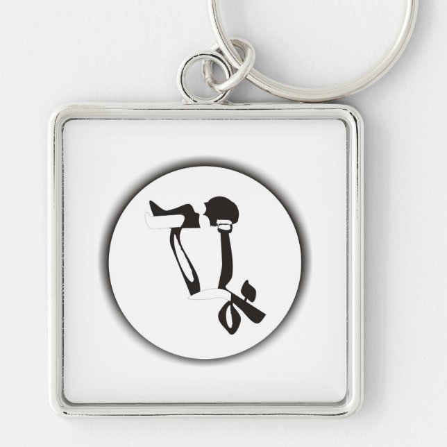 Måne Kärlek Fyrkantig Silverfärgad Nyckelring (Framsidan)