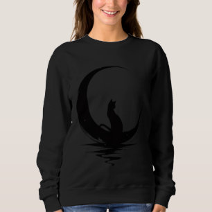 Måne Katt T-Shirt – Häxig Celestial Svart Katt Gra