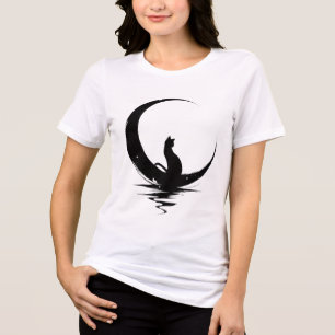 Måne Katt T-Shirt – Häxig Celestiel Svart Katt Gra