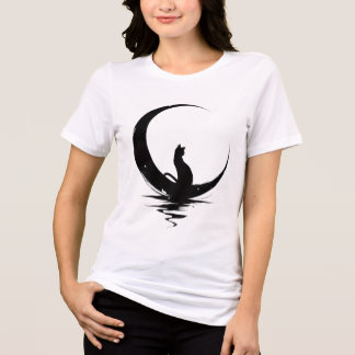 Måne Katt T-Shirt – Häxig Celestiel Svart Katt Gra