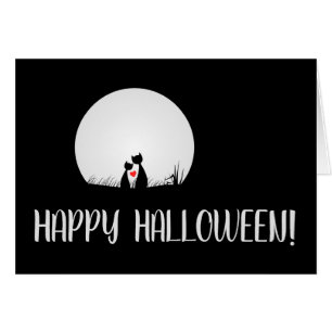 Måne, Katter i Kärlek, Halloween-hälsningskort Hälsningskort
