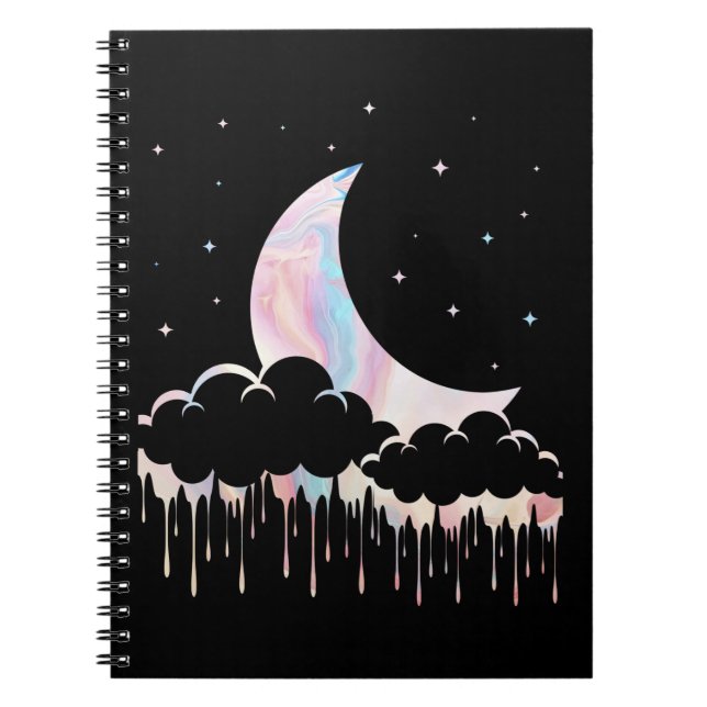 Måne Kawaii Crescent Witchy Pastel Goth Anteckningsbok (Framsidan)
