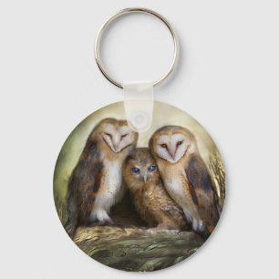 Måne Keychain för tre uggla Nyckelring