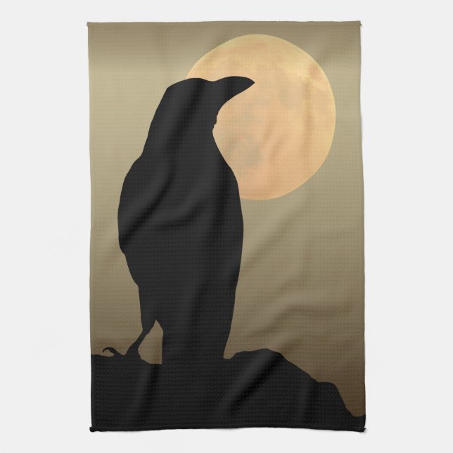 Måne & Kråkor, Black Bird Kitchen Towel Raven Kökshandduk (Vertikal)