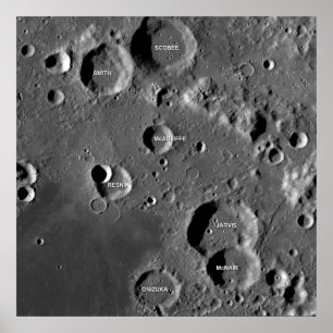 Måne kraternemorial - Craters named for astronauts Poster