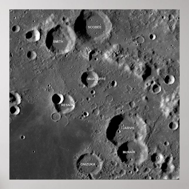 Måne kraternemorial - Craters named for astronauts Poster (Framsidan)