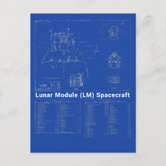 Måne Lander Lunar Module (LM) Blueprint Vykort