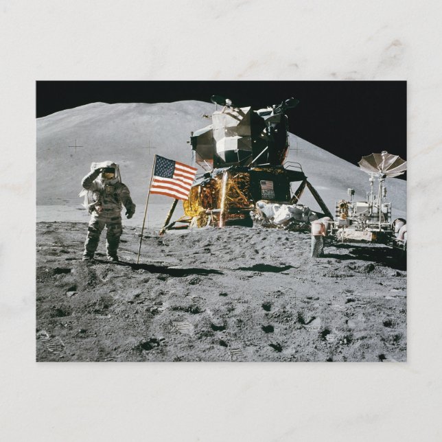 måne landningsapollo 15 lunarmodul nasa 1971 vykort (Framsida)