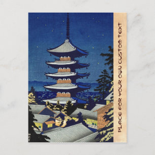 Måne Light in Yasaka Pagoda Asano Takeji Vykort