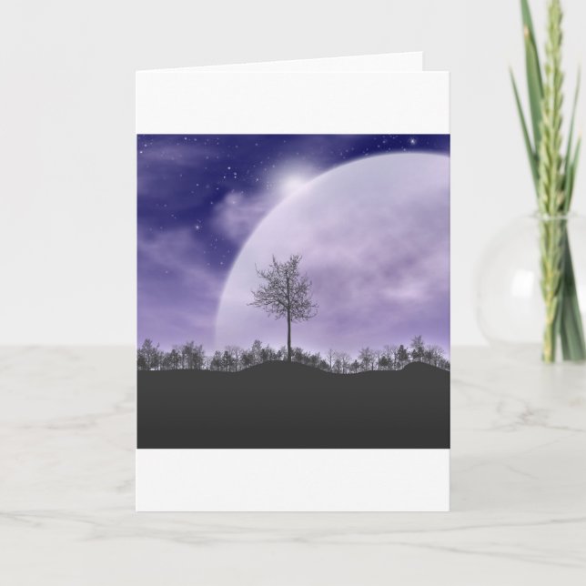 Måne Light Stars Himmel Träd Whimsique Personalize Helgkort (Framsida)