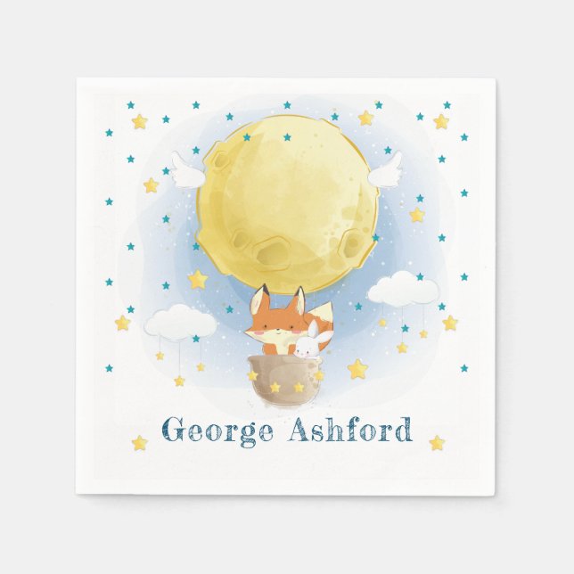 Måne Luft-ballongen Personlig Pappersservett (Framsidan)