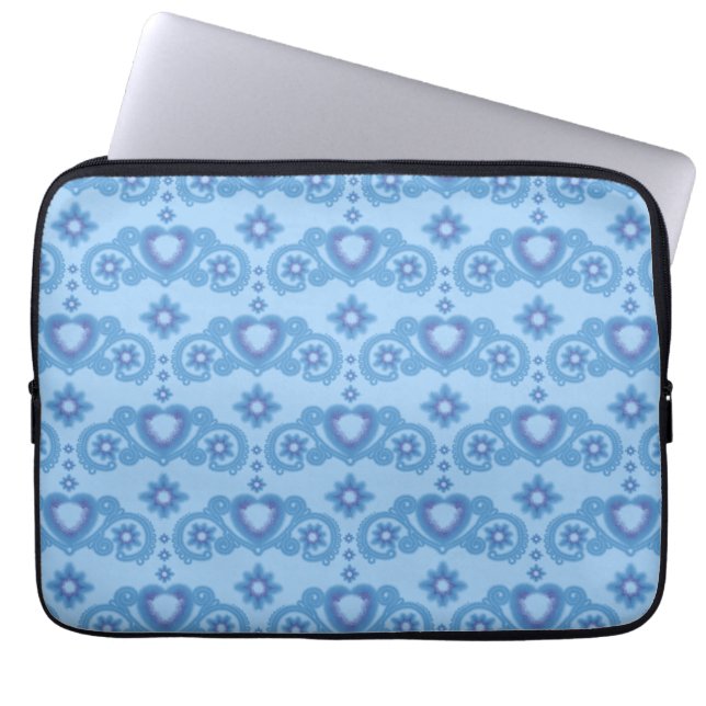 Måne Magic Stars Hearts Celestial Light Blue Laptop Fodral (Framsidan)