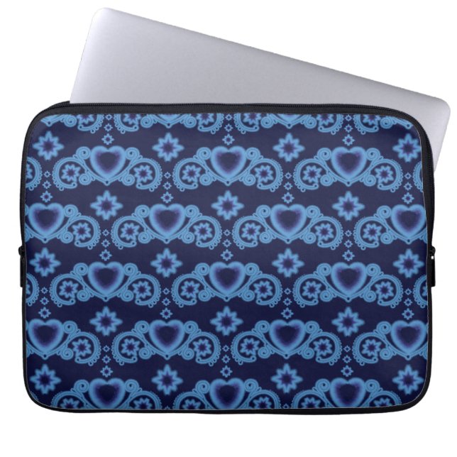 Måne Magic Stars Hearts Celestial Midnight Blue Laptop Fodral (Framsidan)