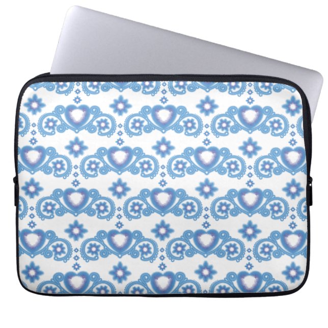 Måne Magic Stars Hearts Celestial White Laptop Fodral (Framsidan)