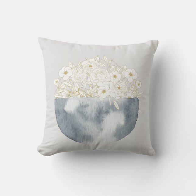 Måne Magiskt halvMåne och Blommönster Kudde (Framsida)