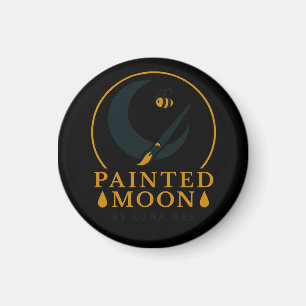Måne, målat av Luna Bee Brand Button Magnet