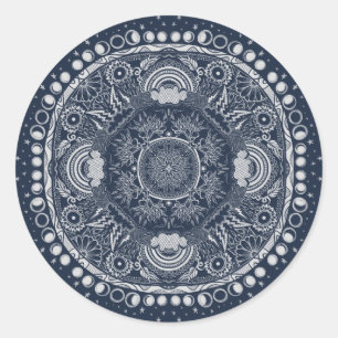 Måne Mandala MoonChild Yoga Runt Klistermärke