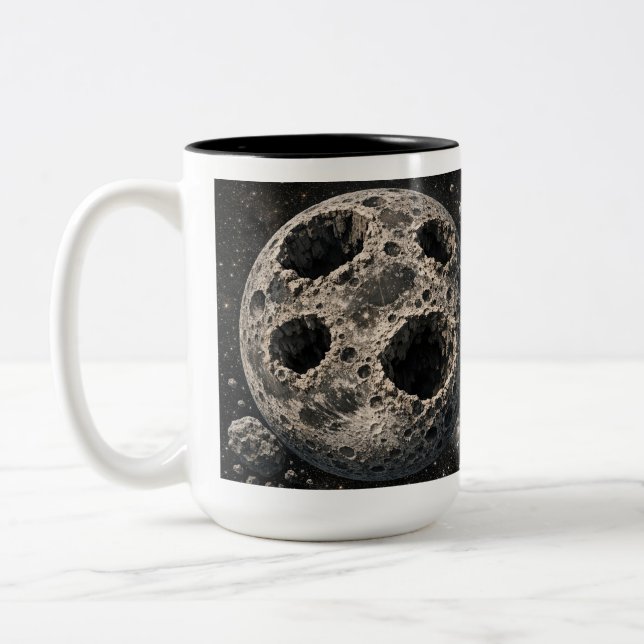 Måne med asteroidhål Två-Tonad mugg (Vänster)