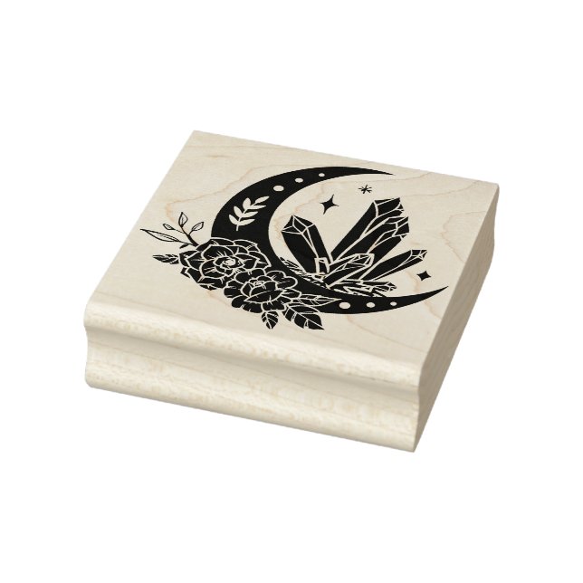 Måne med blommor och kristaller stämpel (Stämpel)