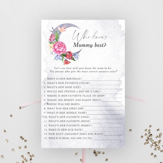 Måne med blommor Vem vet mamma bästa baby-spelet (Skapare uppladdad)