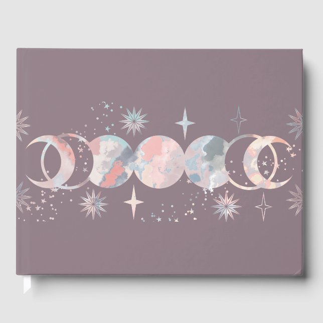 Måne med färglöst vattenfärg gästböcker (Framsida)