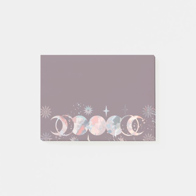 Måne med färglöst vattenfärg post-it block (Framsida)