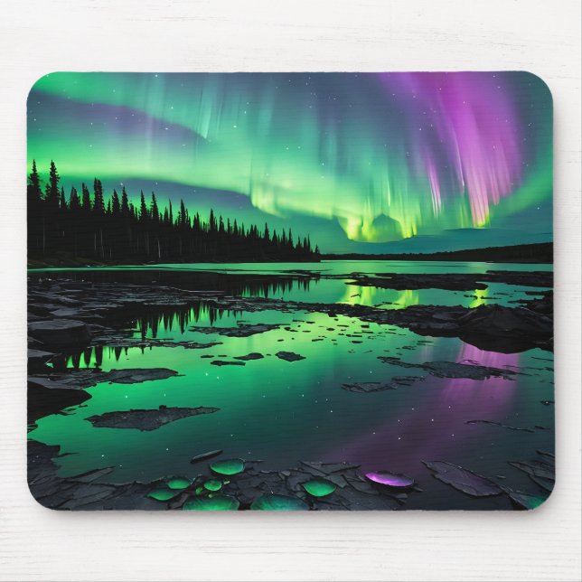 Måne med Grönt och Lila Aurora Musmatta (Framsidan)