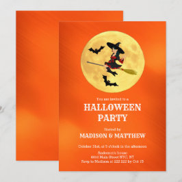 Måne med inbjudan till Witch och Fladdermus