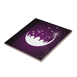 Måne med Mosque Silhouette - Ceramic Tile Kakelplatta