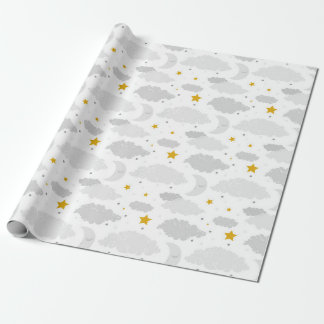 Måne, moln och stjärnor, babyskor Mönster Presentpapper