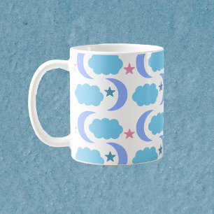 Måne Moln och Stjärnor Blå Lila Kaffemugg