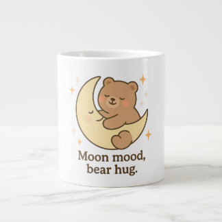 Måne Mood Bear Hug Mugg Cute Mysigt Aesthetic Gift Jumbo Mugg